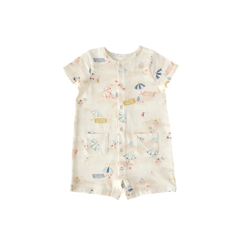 SHORT SLEEVE ROMPER – sand 6-12m
