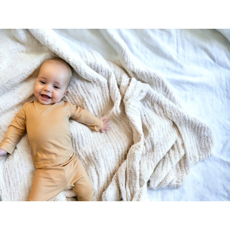 Ribbed Bamboo Two Piece Lounge Set 0-3m Toffee