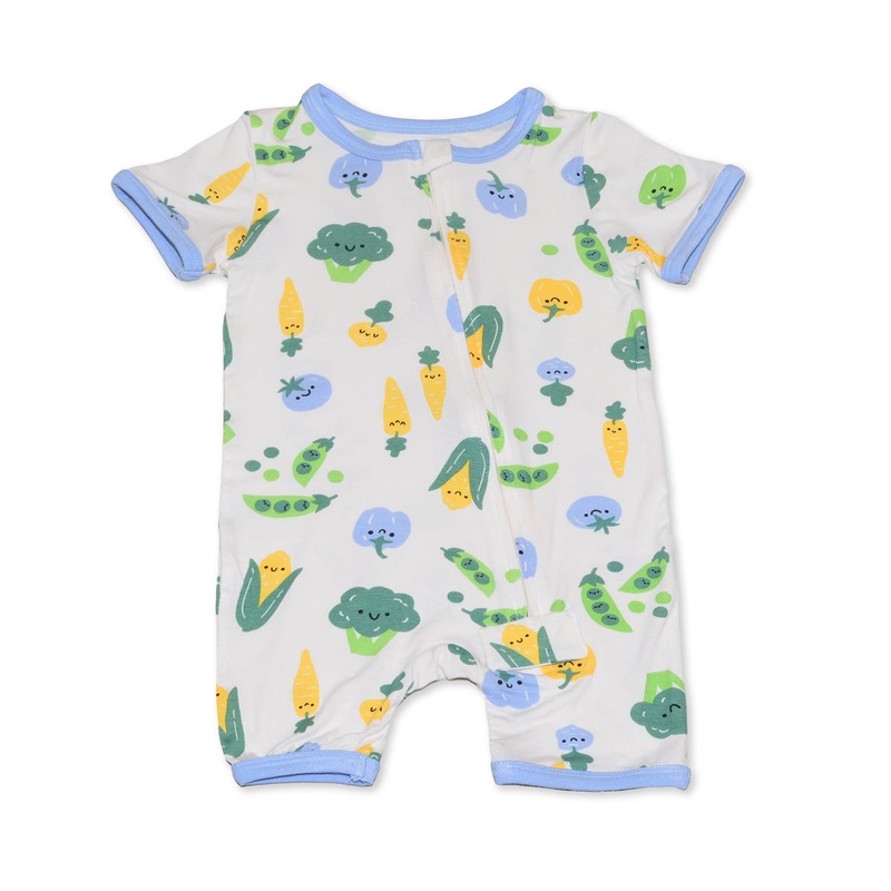 Bamboo Short Sleeve Zippy Romper 0-3m Sunny Shores