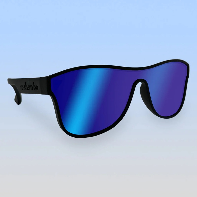 Single Shield Sunglasses Junior (5yr +) Black – Mirrored Rose Lens