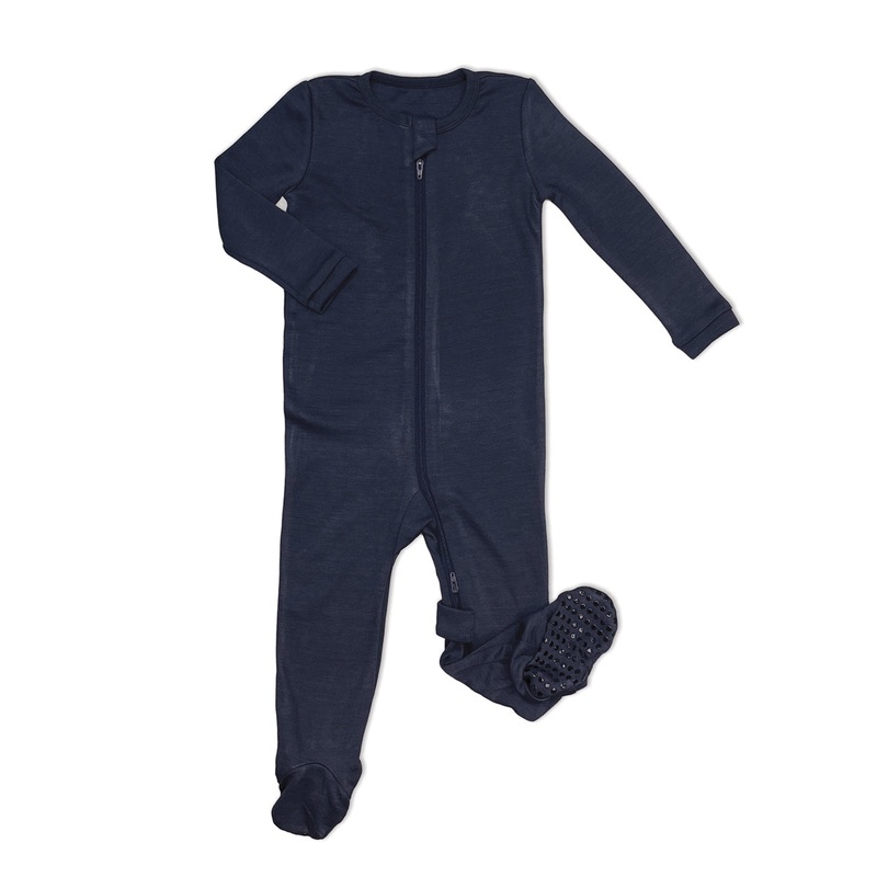 Bamboo Wool Footie Sleeper Blue Night 3-6m