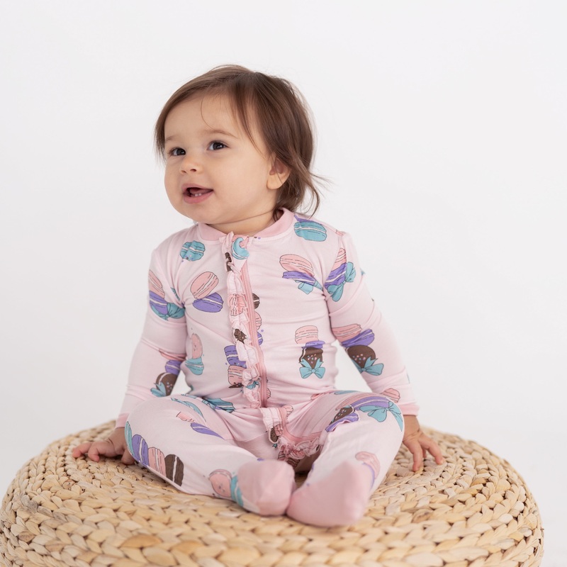 Bamboo Ruffle Footie Sleeper Boho Surf 0-3M