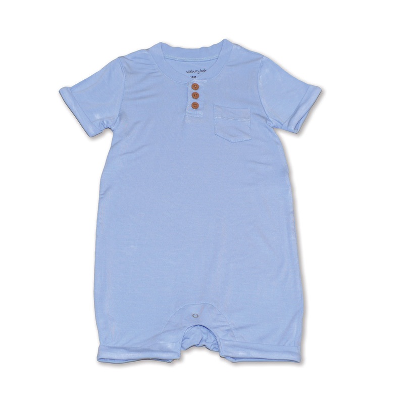Short Sleeved Bamboo Romper with Buttons 0-3M Maple Sugar