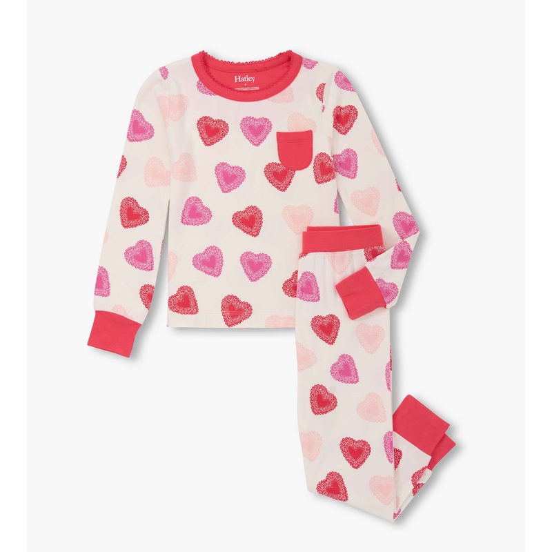 Girls Cut Out Hearts Pajama Set 2