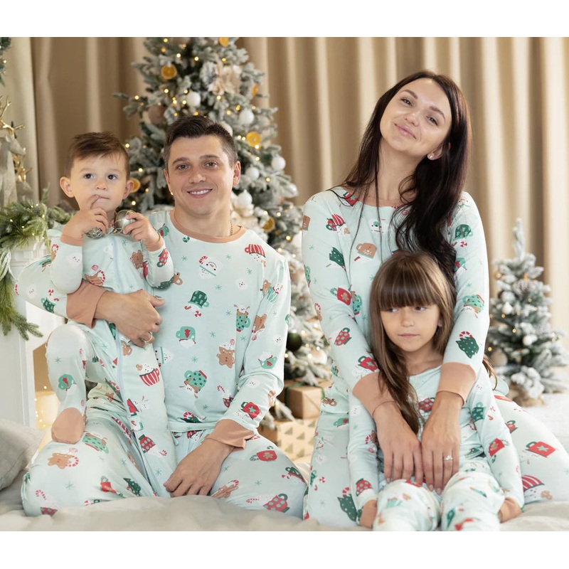 Festive Cocoa Bamboo Family Collection Footed Sleeper 0-3m