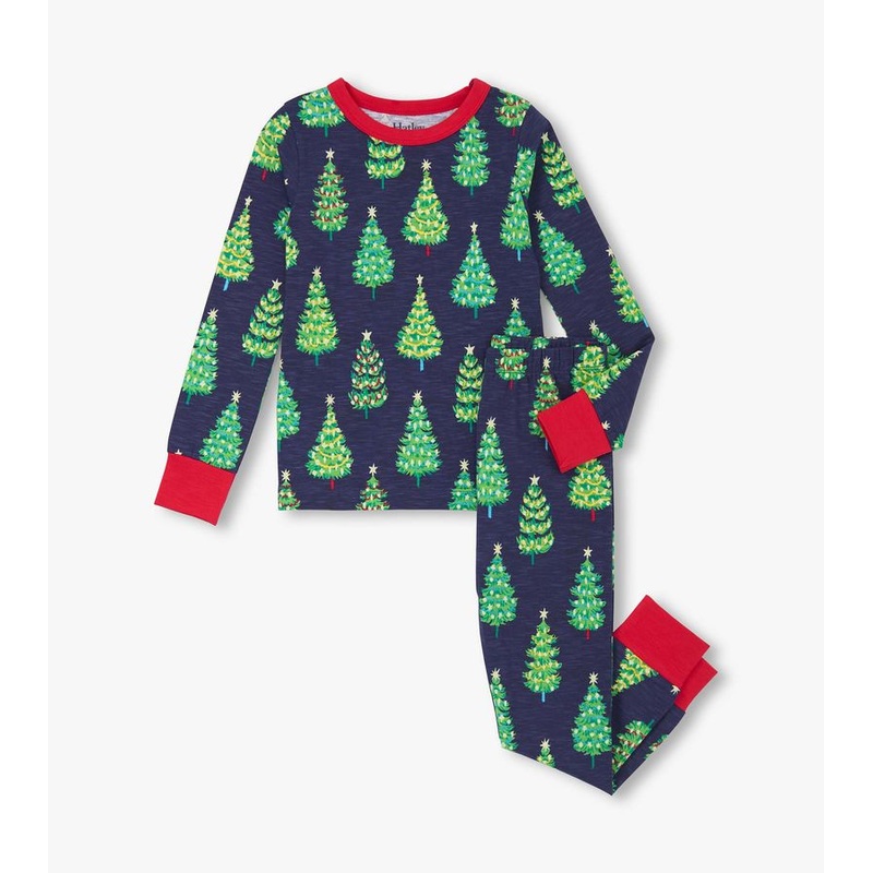 Blue Bottle Brush Trees Pajama Set 2