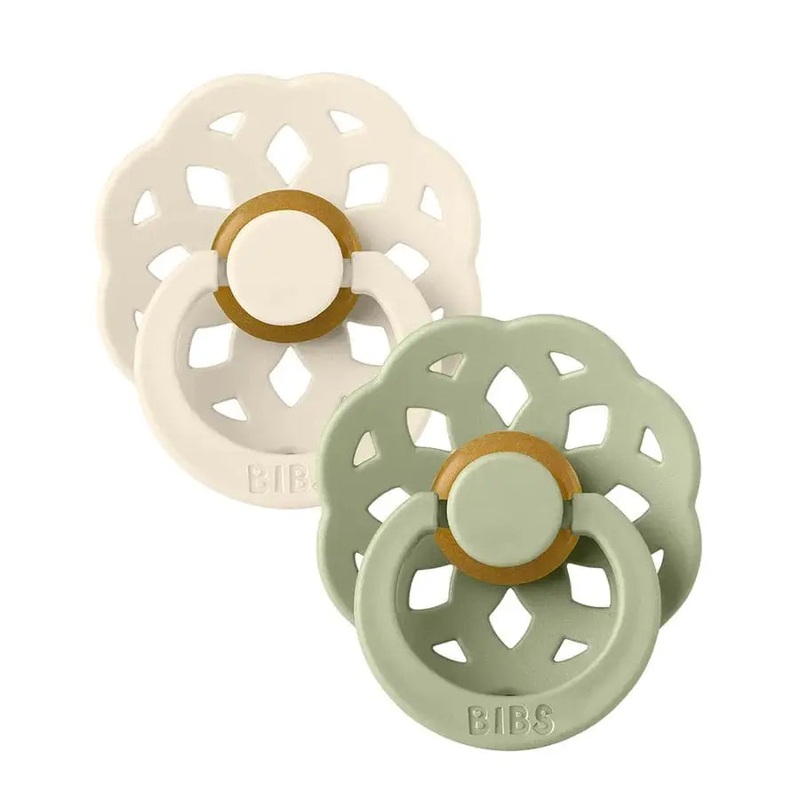 BIBS Boheme 2 PACK Round Pacifier  – Size 1 Ivory/Sage