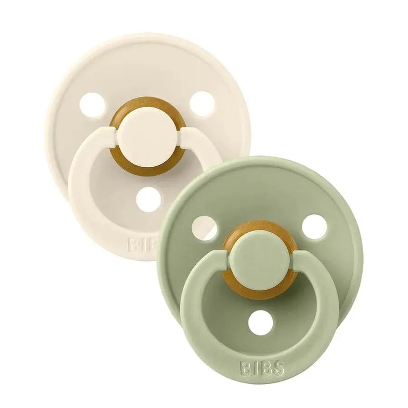 BIBS Colour 2 PACK Round Pacifier  – Size 2 Ivory/Sage