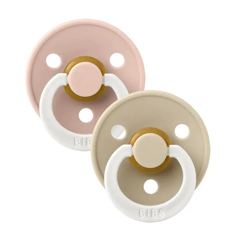 BIBS COLOUR GLOW 2 PACK Round Pacifier Blush Glow/Vanilla Glow Size 1