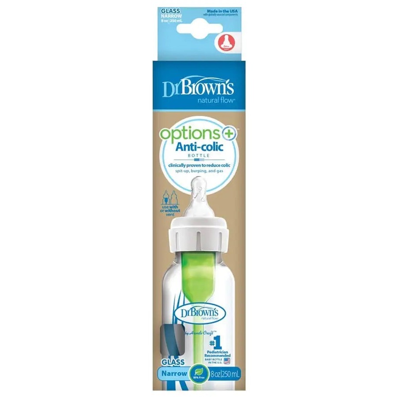 Dr. Browns Natural Flow Options+ Anti-colic Glass Baby Bottle 8 oz 8oz SB81003-P4