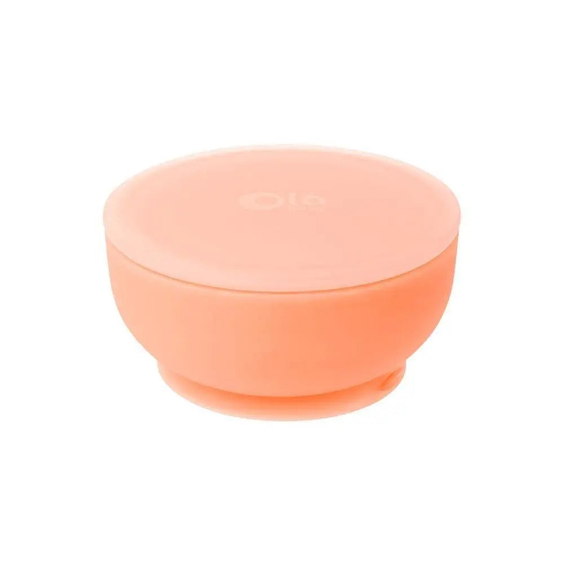 Olababy Silicone Suction Bowl with Lid Coral