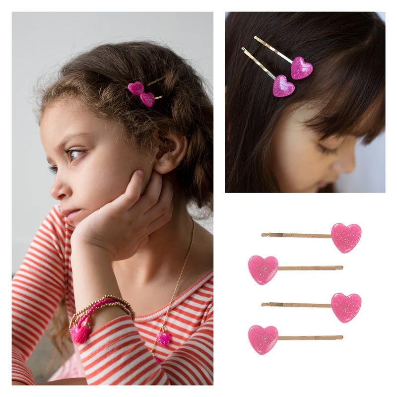 *Calico Sun Sophia Hair Clips – Hearts (Set of 4)