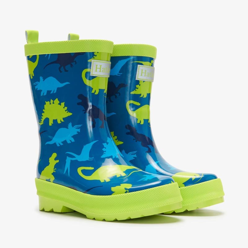 Hatley Shiny Rainboots with Matching Socks – Real Dinosaurs (Size 8) 8