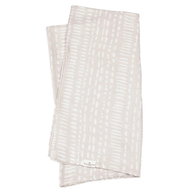 Loulou Lollipop Muslin Swaddle – Grey Mudcloth
