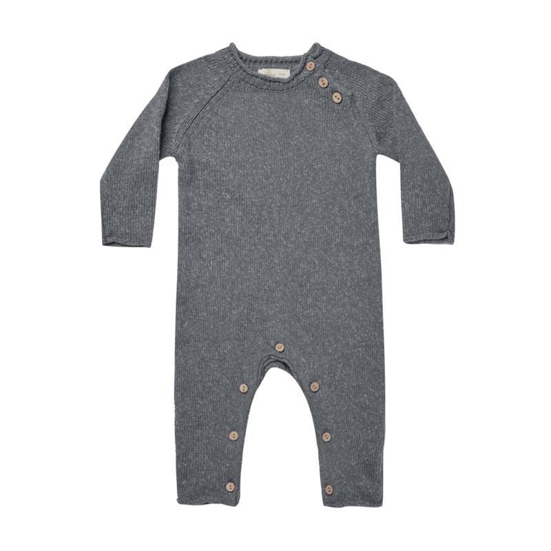 Quincy Mae Cozy Knit Jumpsuit – Heathered Navy *CLEARANCE* 12-18m