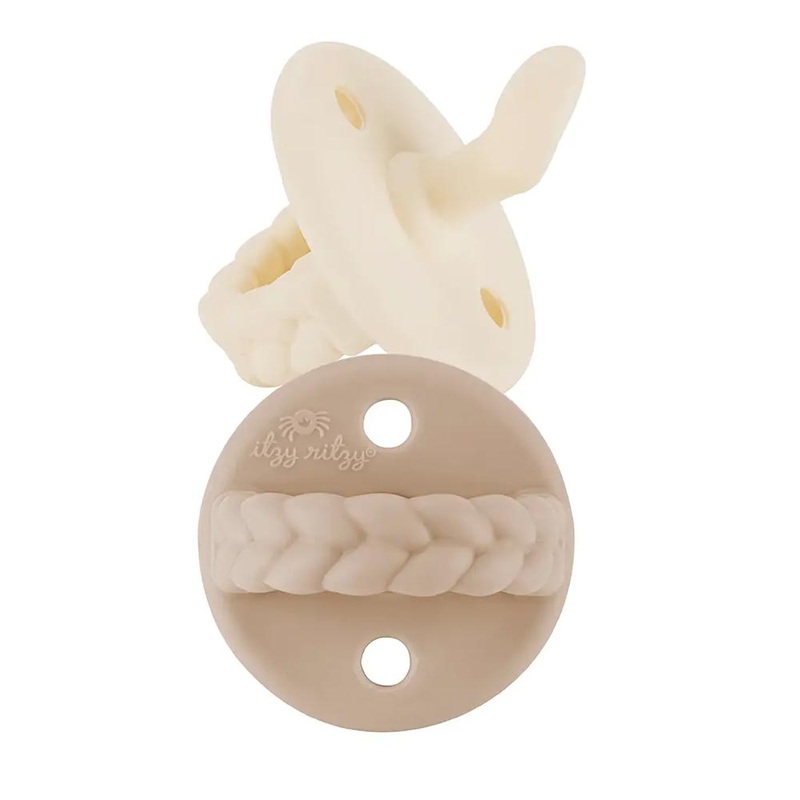 *Itzy Ritzy Sweetie Soother Orthodontic Pacifier – 0-6 Months (2 Pack) Blue Braids