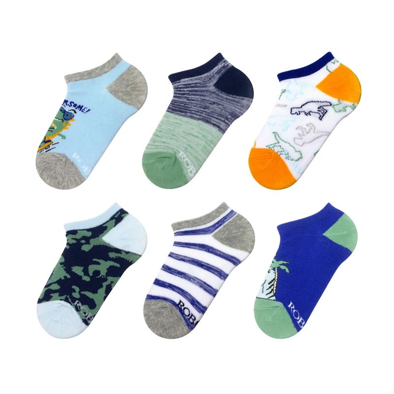 Robeez Socks – Roaring Dinos (6-Pack) 12-24m (Shoe Size 3-7 / Sock Size 5-6.5)