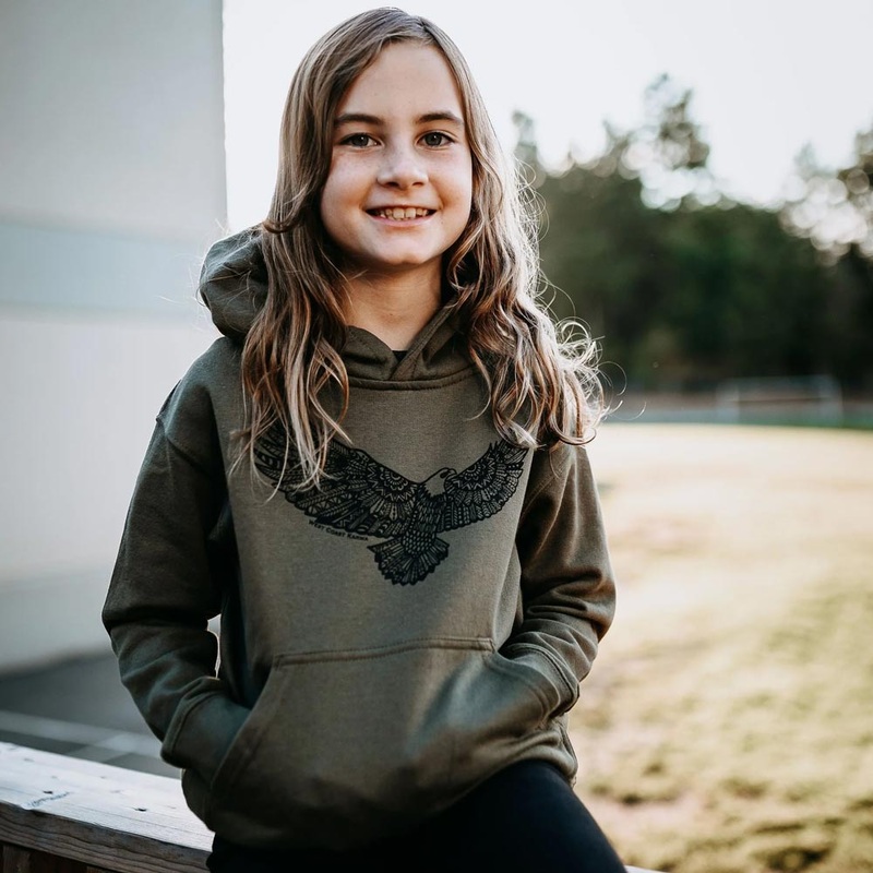 West Coast Karma Kids Hoodie – Military Green Eagle 4