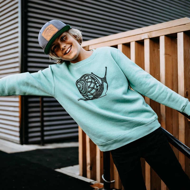 West Coast Karma Kids Sweater – Mint Snail 2
