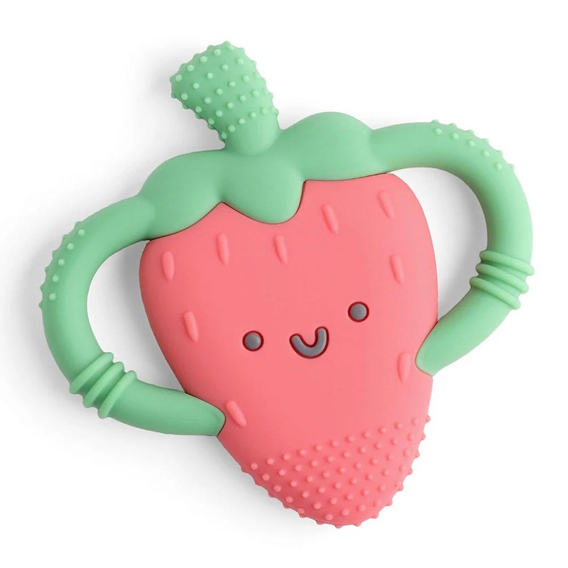Itzy Ritzy Chew Crew Silicone Handle Teether – Bonnie the Strawberry