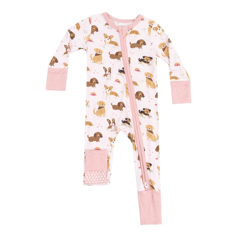 Angel Dear 2-Way Zipper Romper – Best Friend Dogs Pink (Size 18-24m) 0-3m