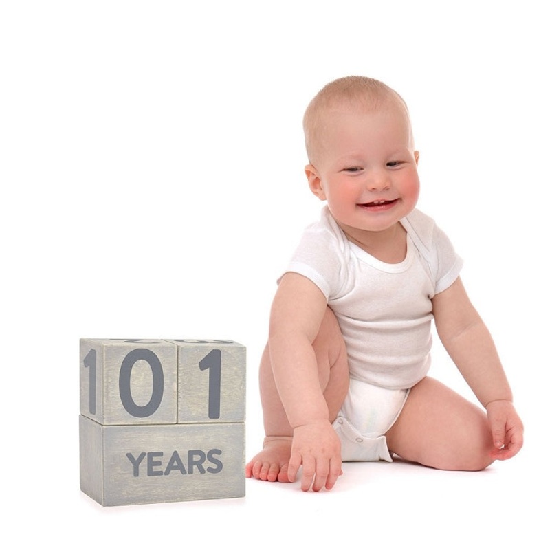 *Pearhead Milestone Age Block Set – Wooden/Grey