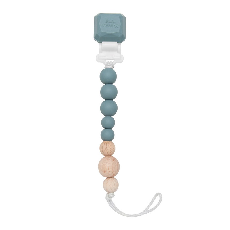 *Loulou Lollipop Colour Block Silicone & Wood Pacifier Clip Coconut Milk