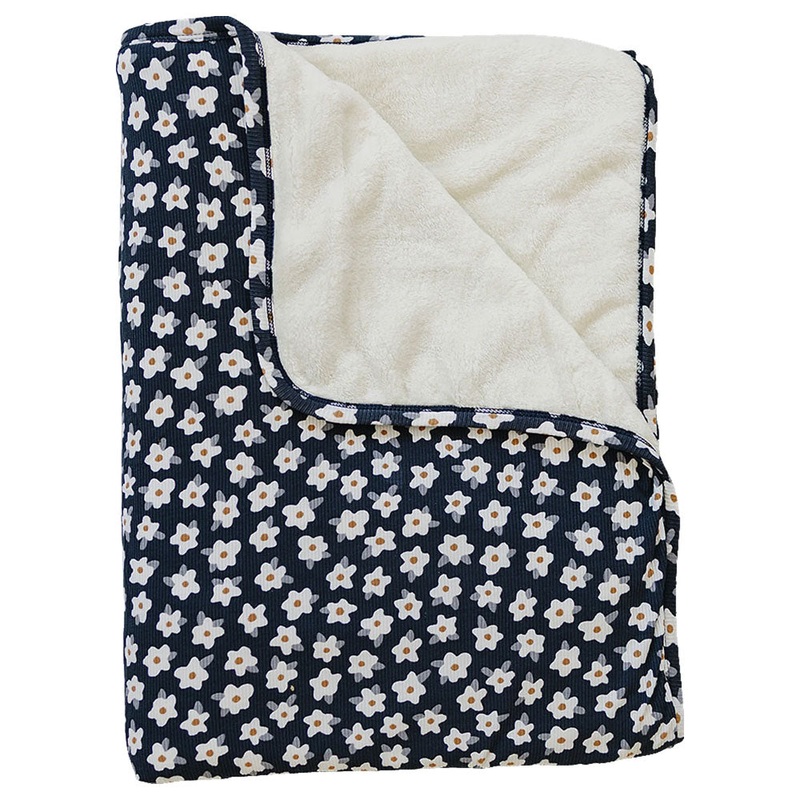Mebie Baby Bamboo Fleece Quilt – Navy Daisy