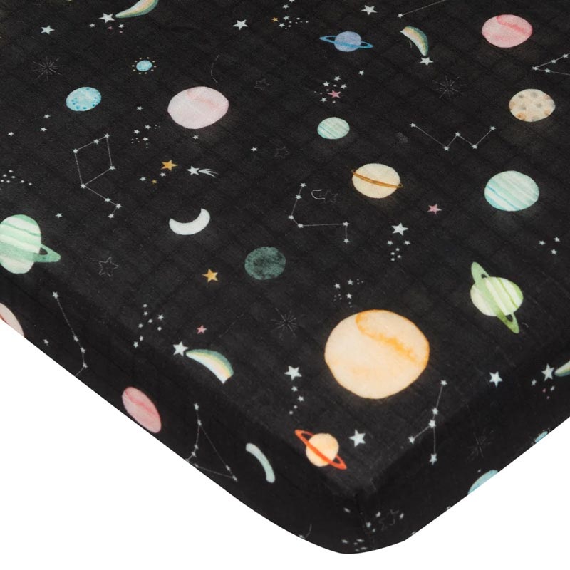 Loulou Lollipop Muslin Fitted Crib Sheet Adventure Begins