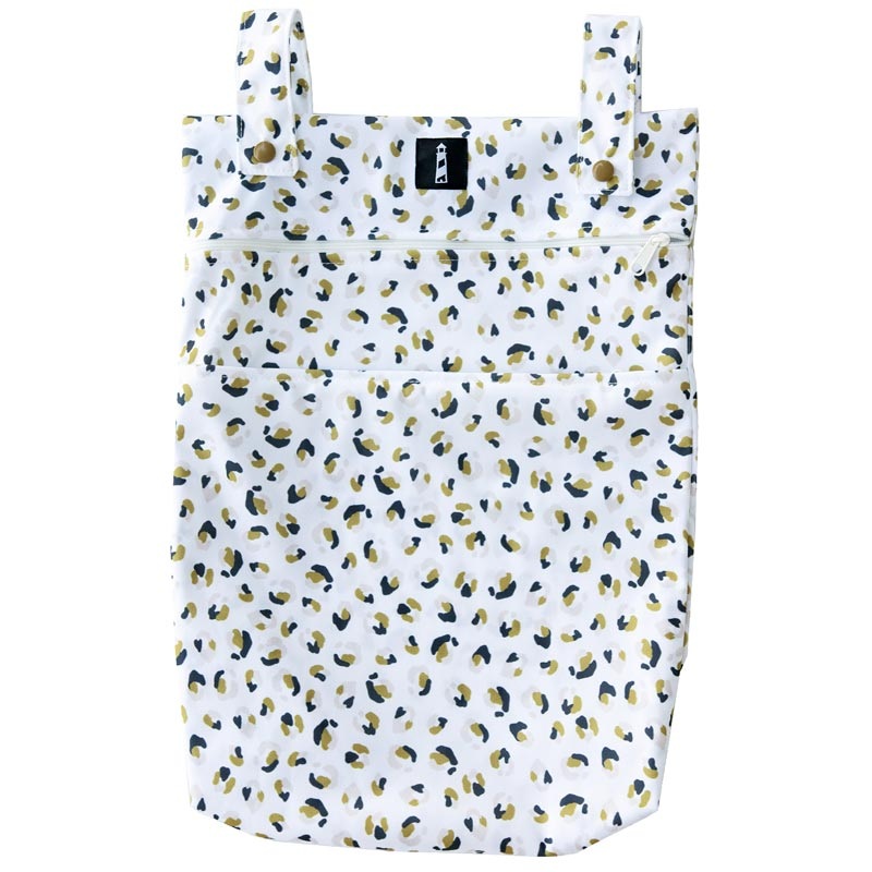 *Lighthouse Kids Co. Signature Double Pocket Wet/Dry Bag Neutral Nature Cheetah