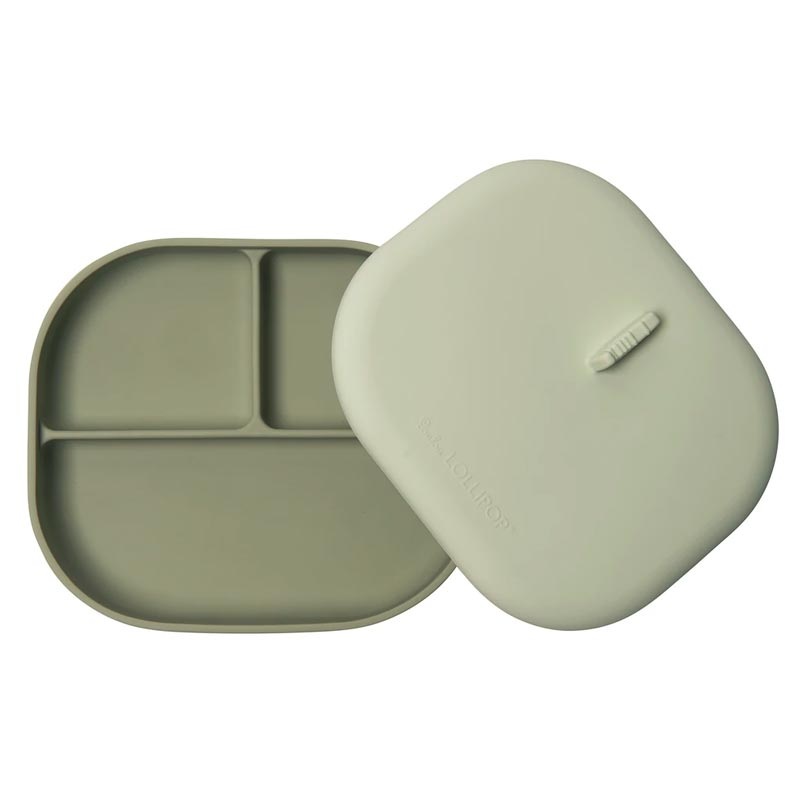 Loulou Lollipop Born to Be Wild Divided Plate with Lid Blue