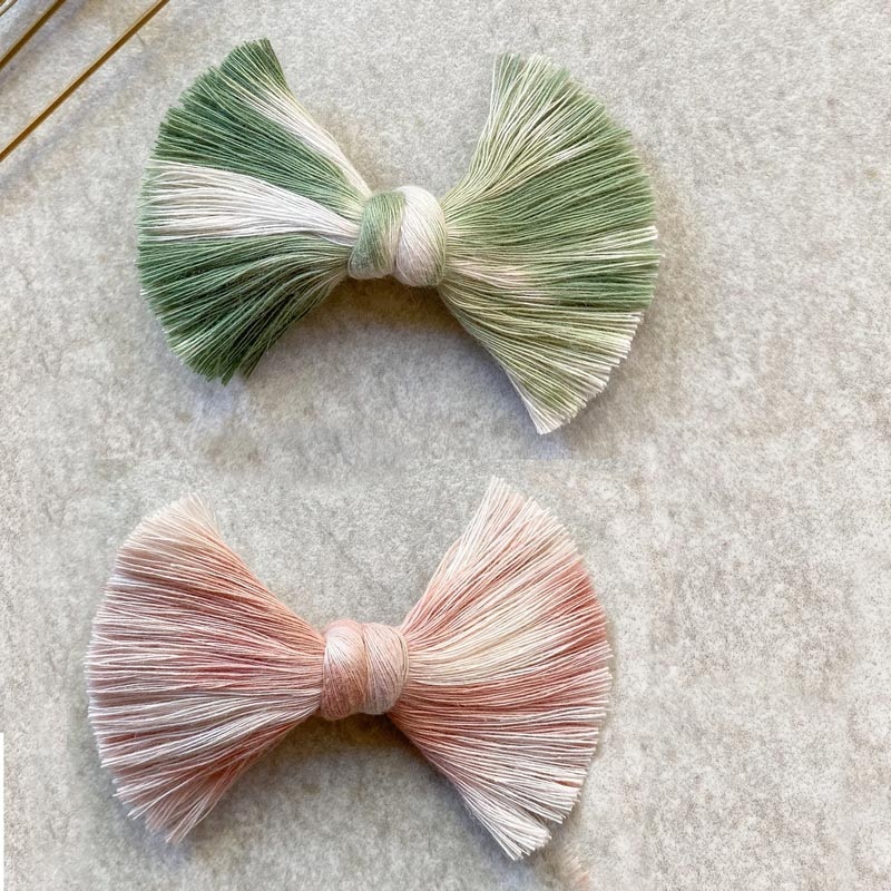 *Knotty Alex Daisy Macrame Bow Clip 2-Pack *CLEARANCE* Cream & Mustard