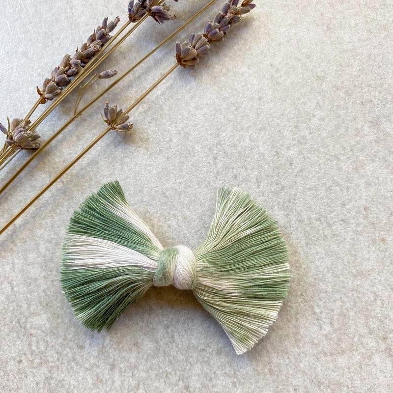 *Knotty Alex Daisy Macrame Bow Clip *CLEARANCE* Foggy Forest *Limited Edition Tie Dye*