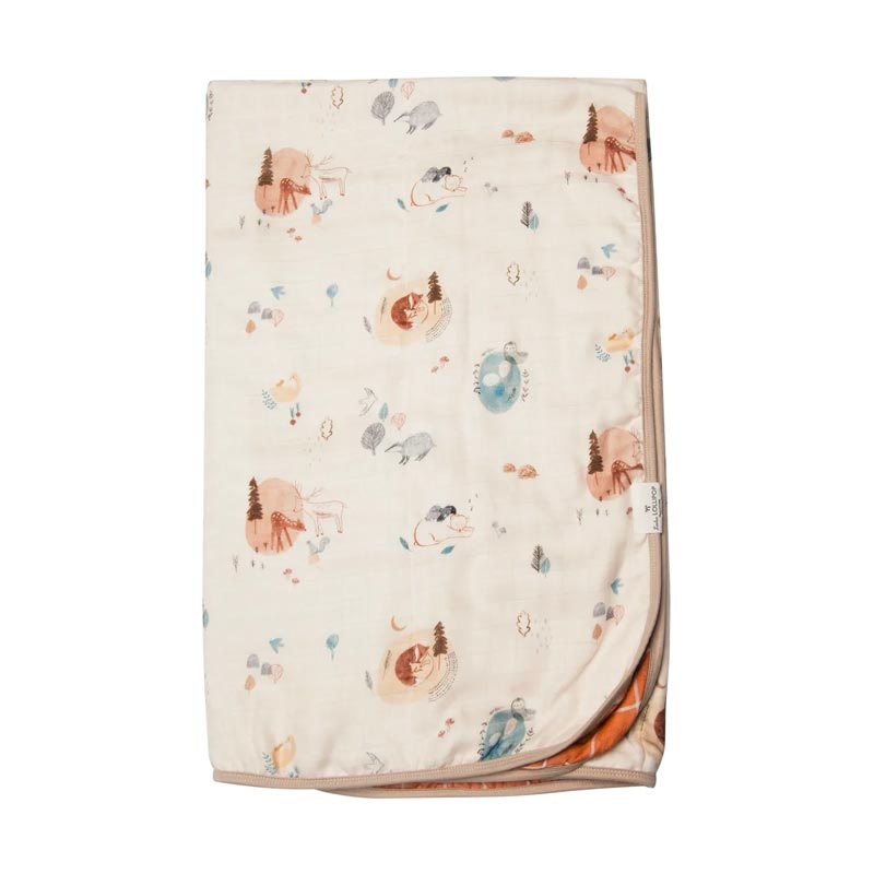 Loulou Lollipop Luxe Muslin Quilt Blanket – Cozy Forest