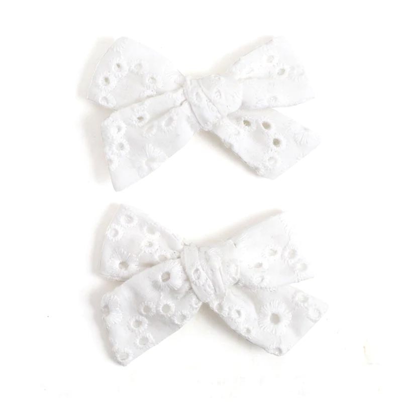 *Little Stocking Co. White Eyelet School Girl Piggie Bows