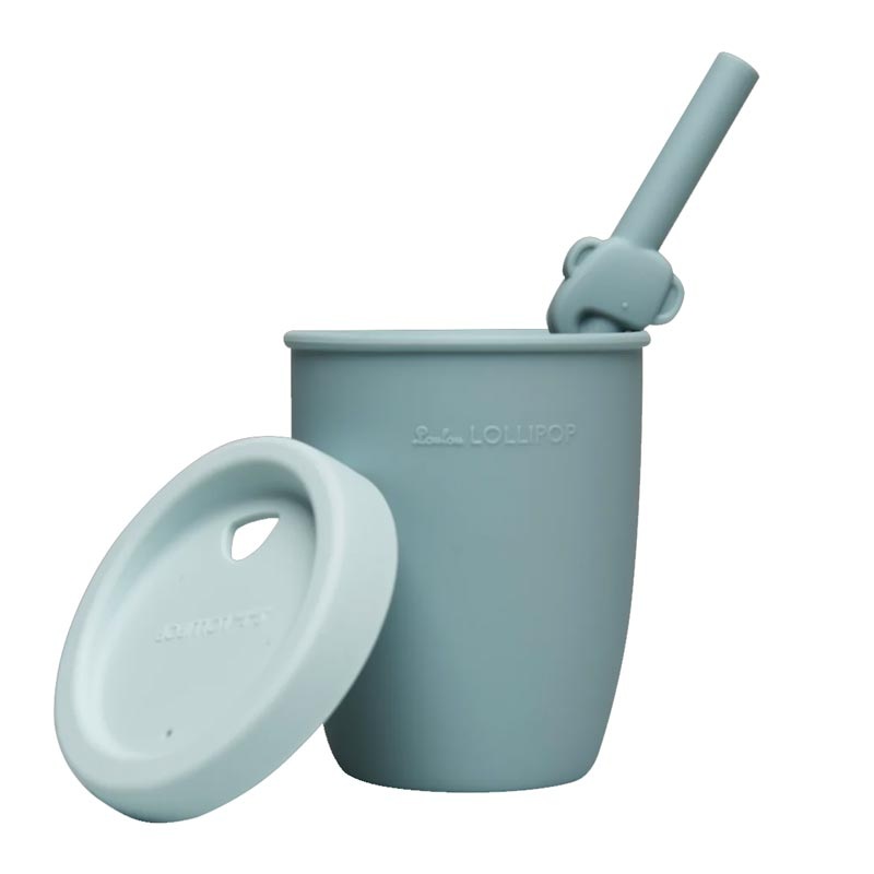 *Loulou Lollipop Born to Be Wild Kids Silicone Cup & Straw Alligator