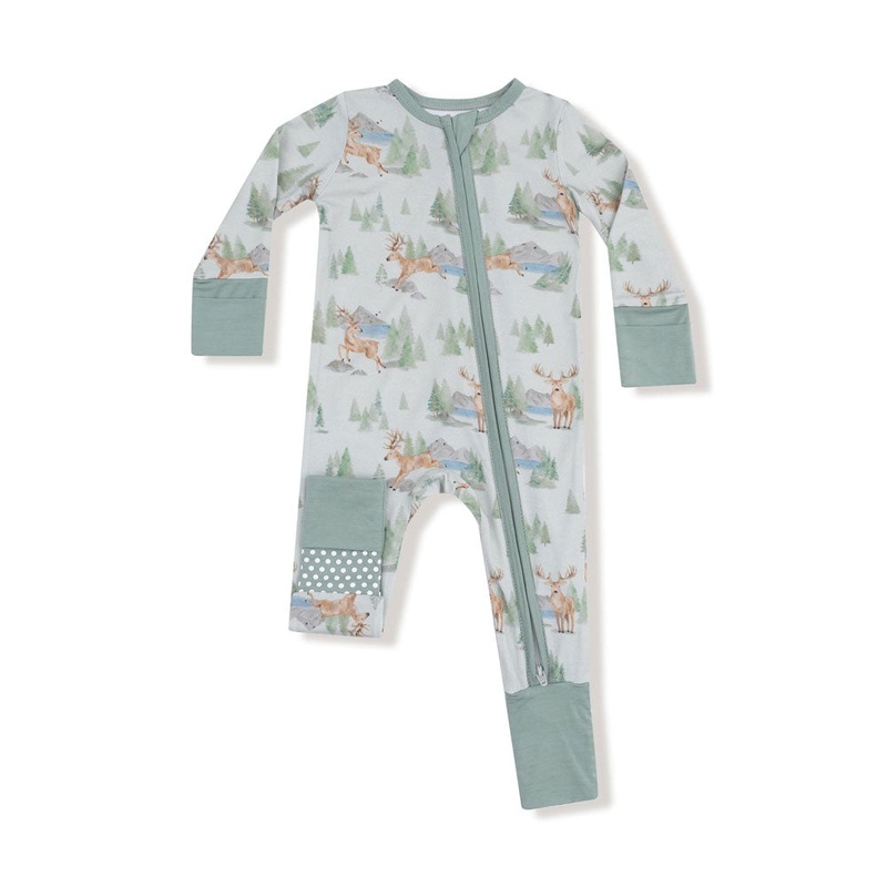 Angel Dear 2-Way Zipper Romper – Buck Deer 0-3m