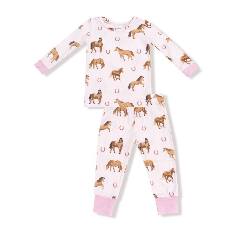 Angel Dear Baby Lounge Wear – Pink Horses 1/2t