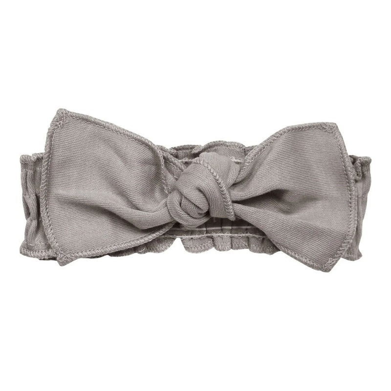 *L’ovedbaby Organic Smocked Tie Headband – Light Grey 2 years+
