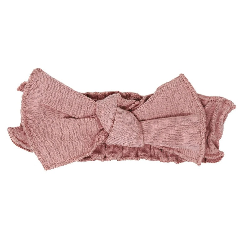 *L’ovedbaby Organic Smocked Tie Headband – Mauve 12-24m