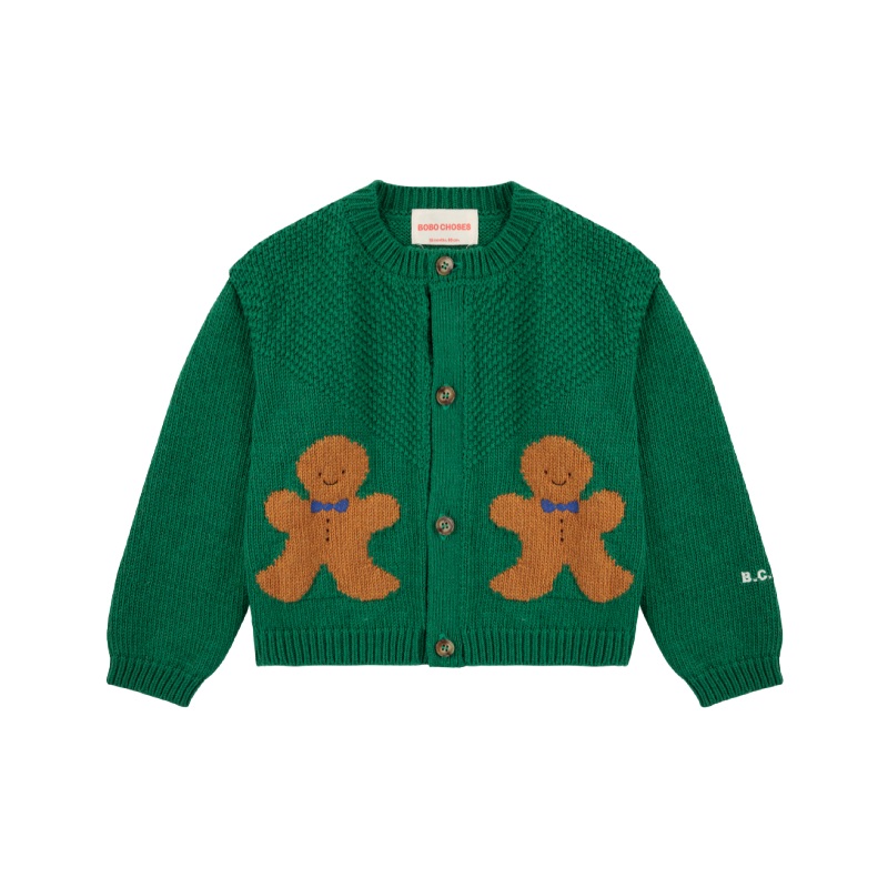 bobo choses baby gingerbread cardigan green 9m
