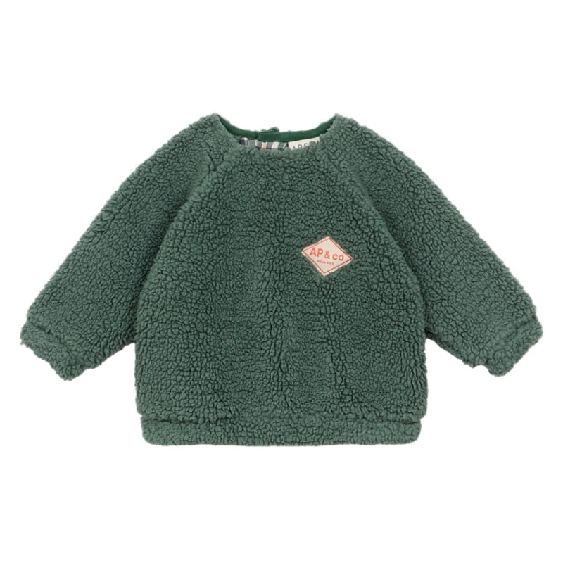 arsene & les pipelettes sherpa baby sweatshirt green 6m