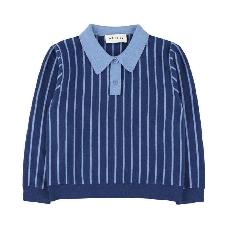 morley vincent knitted polo blue 2y