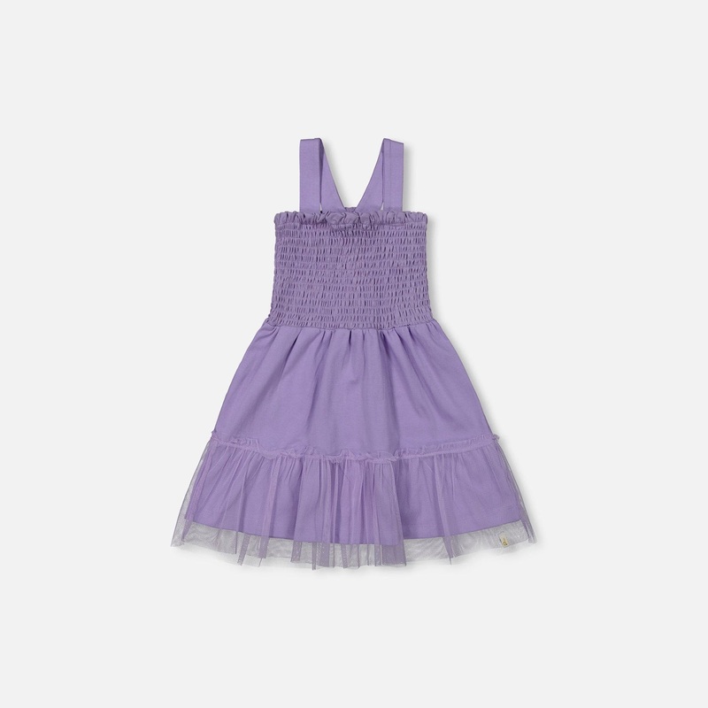 Deux Par Deux Smocked Dress With Frilled Mesh Skirt – Old Mauve 3 ORCHID PETAL