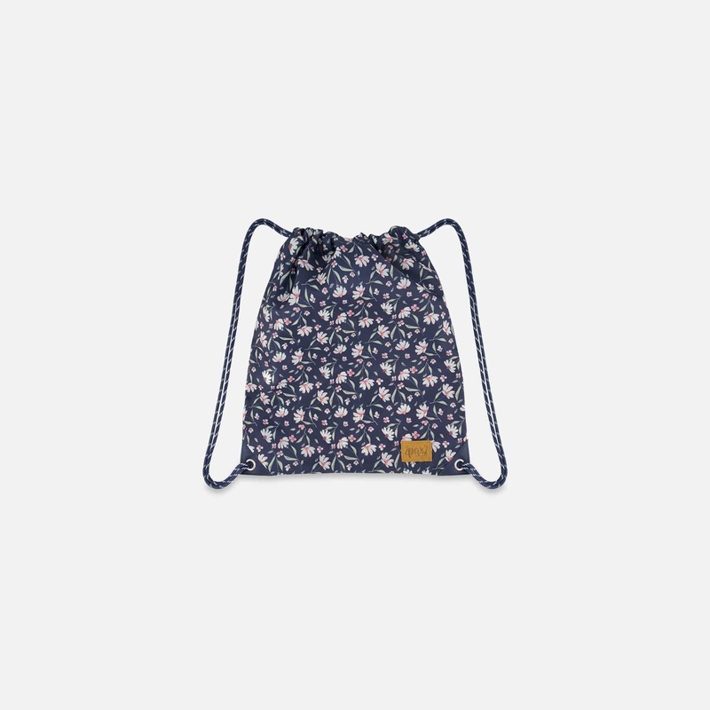 Deux Par Deux Drawstring Bag – Printed Navy Flowers