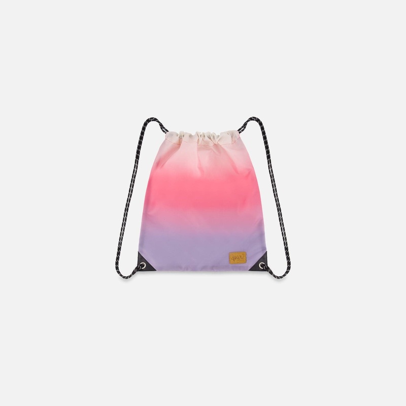 Deux Par Deux Drawstring Bag – Printed Pink & Purple Gradient