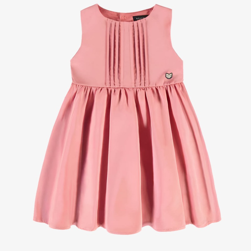 Souris Mini Girls Taffeta Dress – Coral Pink 3 CORAL PINK