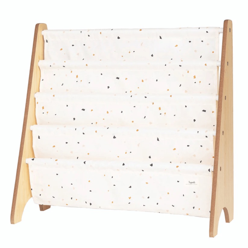 3 Sprouts Recycled Book Rack – Cream Terrazzo