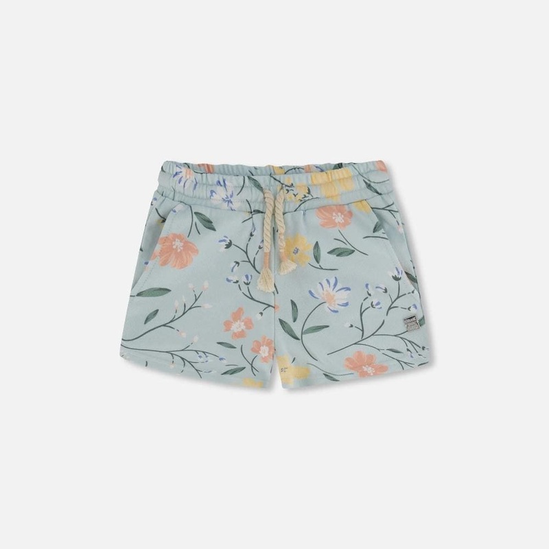 Deux Par Deux French Terry Shorts – Baby Blue Flowers 4 BABY BLUE FLOWERS