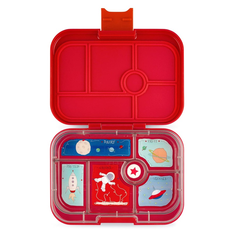Yumbox Original 6 Compartment Bento Box – Roar Red w/ Rocket Tray